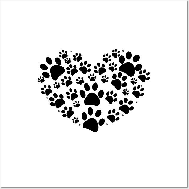 Dog paw print made of heart Wall Art by GULSENGUNEL